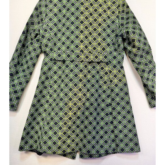 Banana Republic Womens Geometric Pattern Coat Small Green Black - Picture 11 of 13
